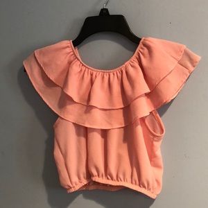 Pink off the shoulder crop top